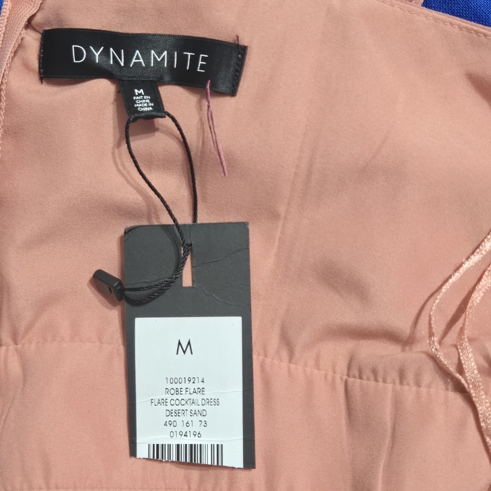Dynamite Peach Color Fit-and-Flare Textured Pattern Strappy Mini Dress Medium - Picture 12 of 13